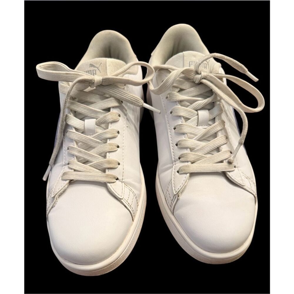 PUMA Softfoam Smashic Sneakers in White/Silver/Violet Sz. 9.5